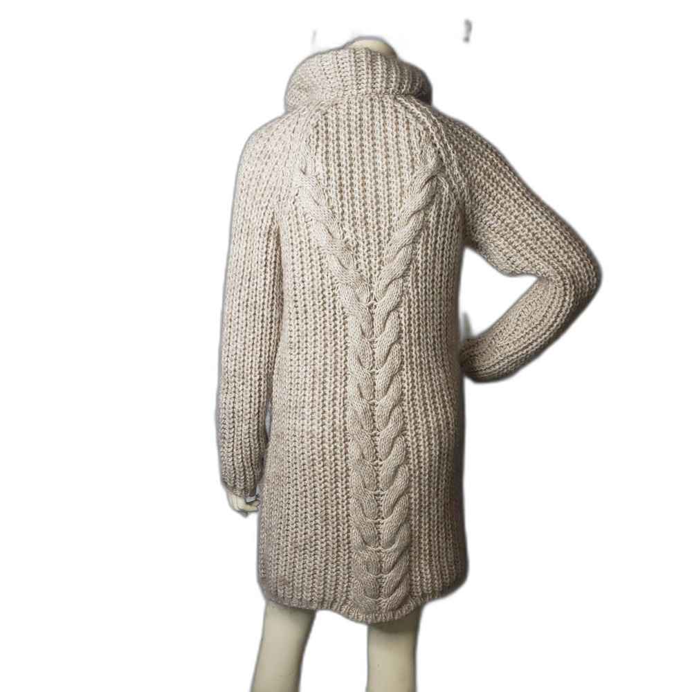 ELSAMANDA Alpaca Wool Zip Front Long Cardigan Sweater Womens Size Medium - Picture 2 of 7